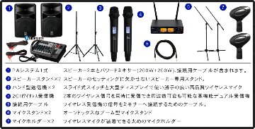 YAMAHA 簡易PAセット ハイグレードワイヤレスマイク2本付きセット STAGEPAS400BT マイクスタンド2本の画像