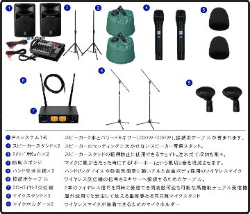 YAMAHA STAGEPAS400BT 野外イベントにお勧めの製品を選定　ワイヤレスマイク２本セットの画像