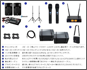 ヤマハ ステージパス　400BT　ケース付きセット　ワイヤレスマイク2本付き 音響セットの画像