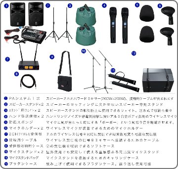 ケース付き■屋外に最適な付属品セット　YAMAHA STAGEPAS400BT ワイヤレスマイク2本セット　簡易PAセットの画像