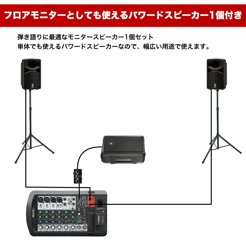 YAMAHA STAGEPAS400BT + モニタースピーカーセット (選べるワイヤレスマイクセット) ヤマハ 簡易PAセット ステージパスの画像