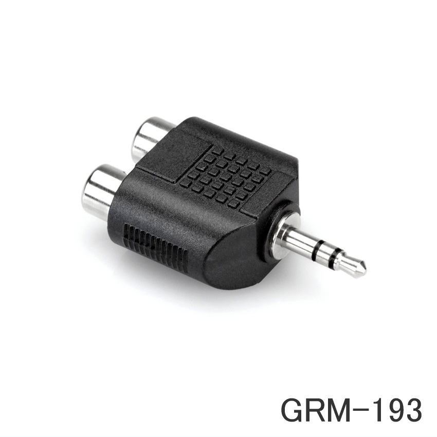 HOSA ホサ 変換プラグ 変換アダプタ RCAピン メスx2 ステレオミニプラグ オス RCA L/R→3.5mmミニジャック接続 GRM-193の画像
