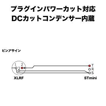 SOUNDPURE ワイヤレス受信機用 プラグインパワーカット XLRメス・ステレオミニケーブル 91cm モノラル出力 USBマイクアダプター対応の画像