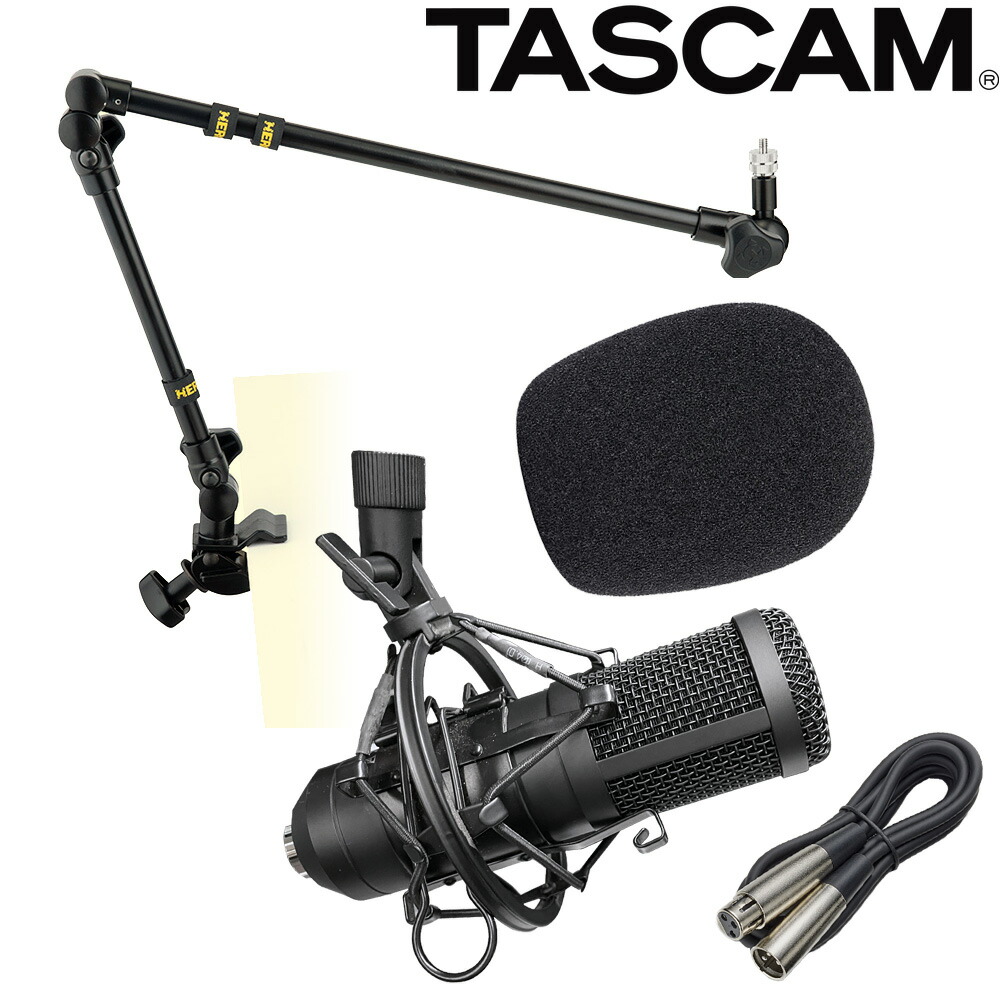 TASCAM 配信向けマイク TM-70 (丸パイプ対応・デスクアームマイクスタンドセット)の画像