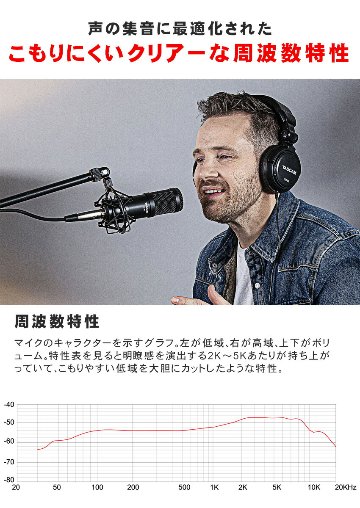 TASCAM 配信向けマイク TM-70 (丸パイプ対応・デスクアームマイクスタンドセット)の画像