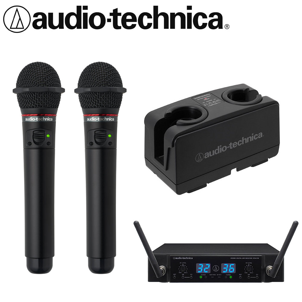 audio-technica 充電式800MHzワイヤレスマイク2本セット 会議室・カラオケに　ATW-T63/ATW-R76の画像