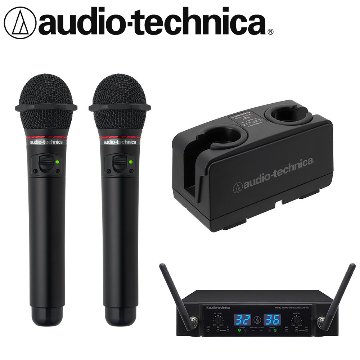 audio-technica 充電式800MHzワイヤレスマイク2本セット 会議室・カラオケに　ATW-T63/ATW-R76の画像