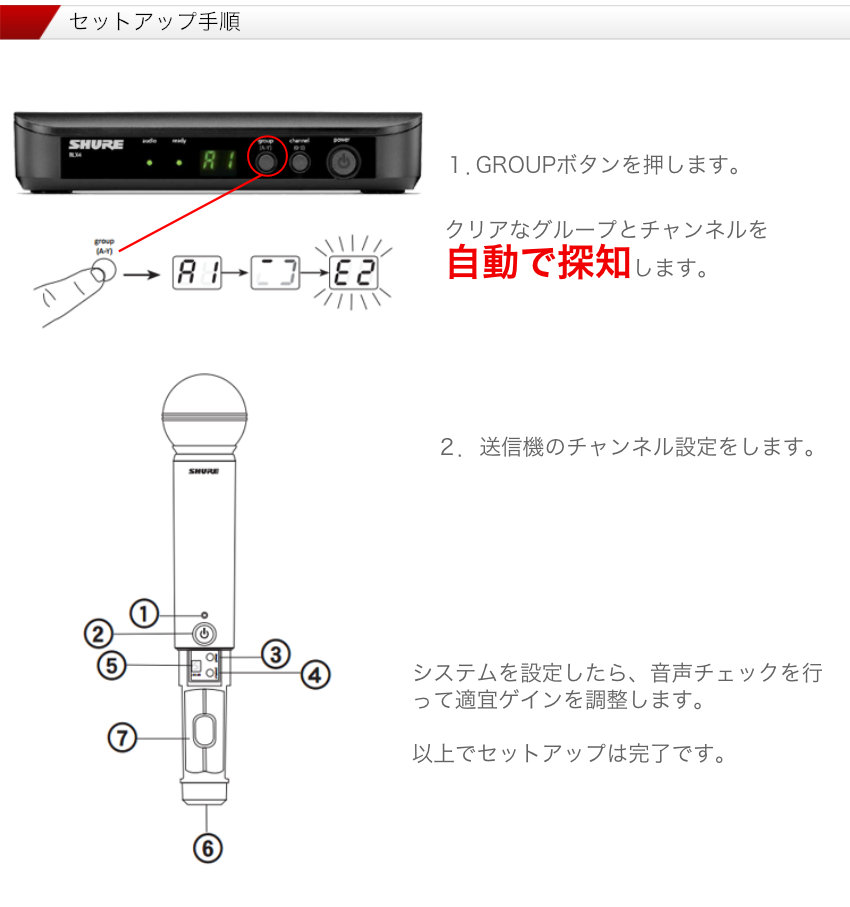 SHURE ワイヤレス ピンマイク2個セット BLX188J/CVL ソフトケース付きの画像