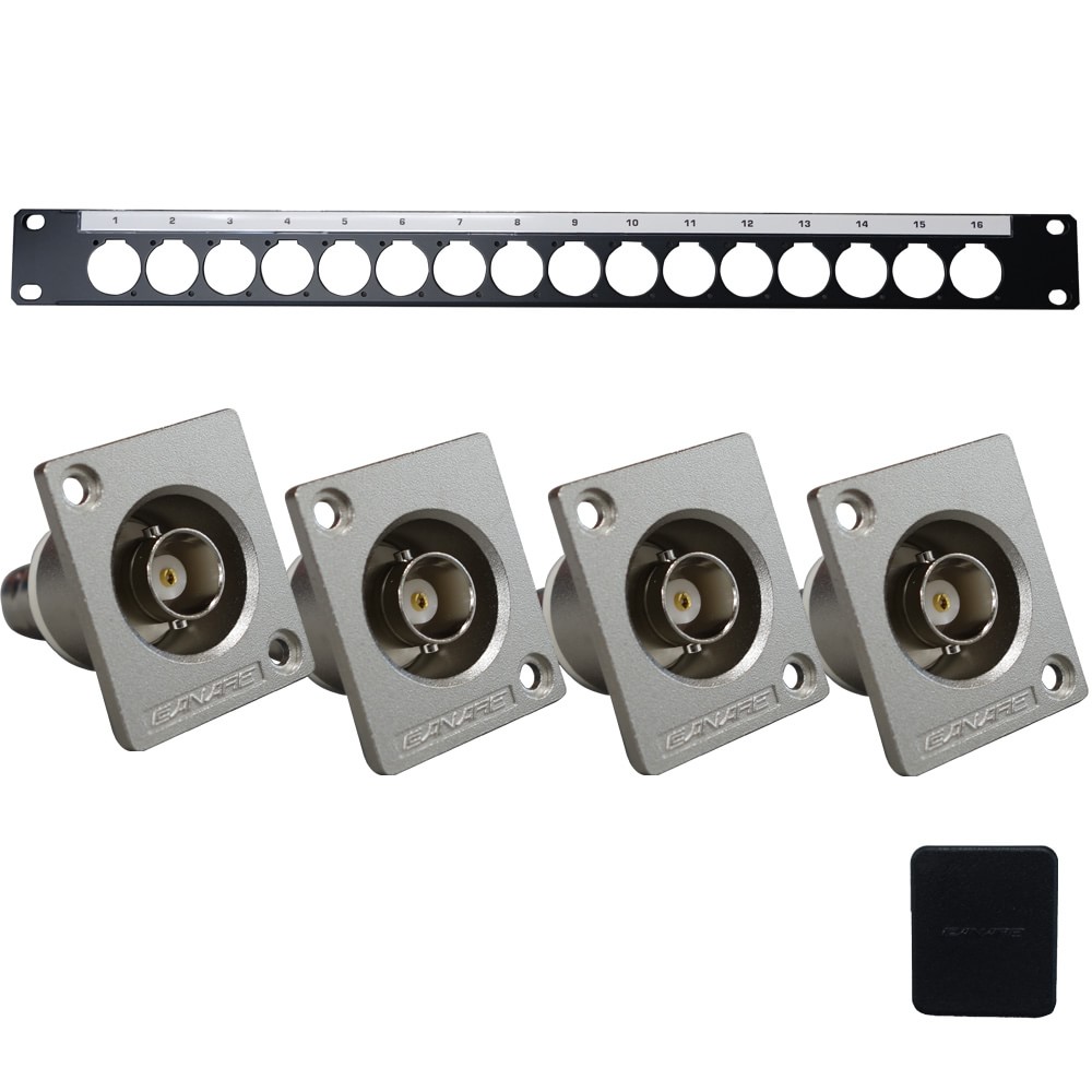 CANARE カナレ 50Ω BNCリセプタクルコネクター BJ-JRU 4個 コネクタパネル 1U-AS1 ブランクパネル BP-DXF 取り付けねじセット SOUNDPURE 受信機２台分の画像
