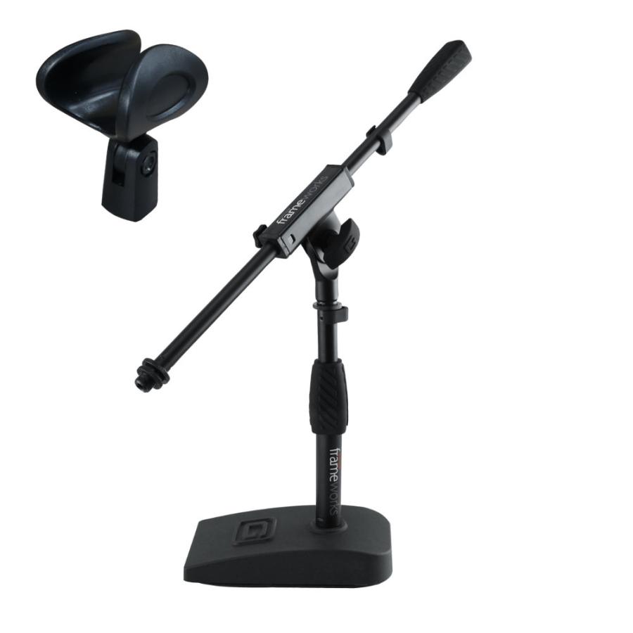 卓上 ショート ブームマイクスタンド GATOR FRAME WORKS GFW-MIC-0821 ワイヤレスマイクホルダー付の画像