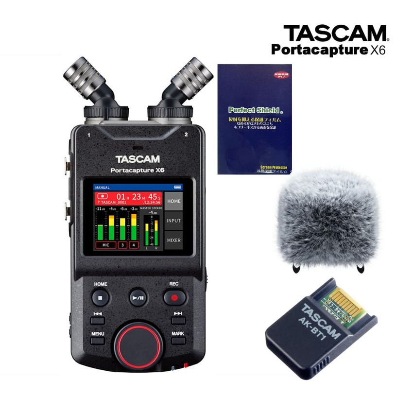 TASCAM Portacapture X6 (ウィンドスクリーン+Bluetoothアダプター AK-BT1+保護フィルムセット)の画像