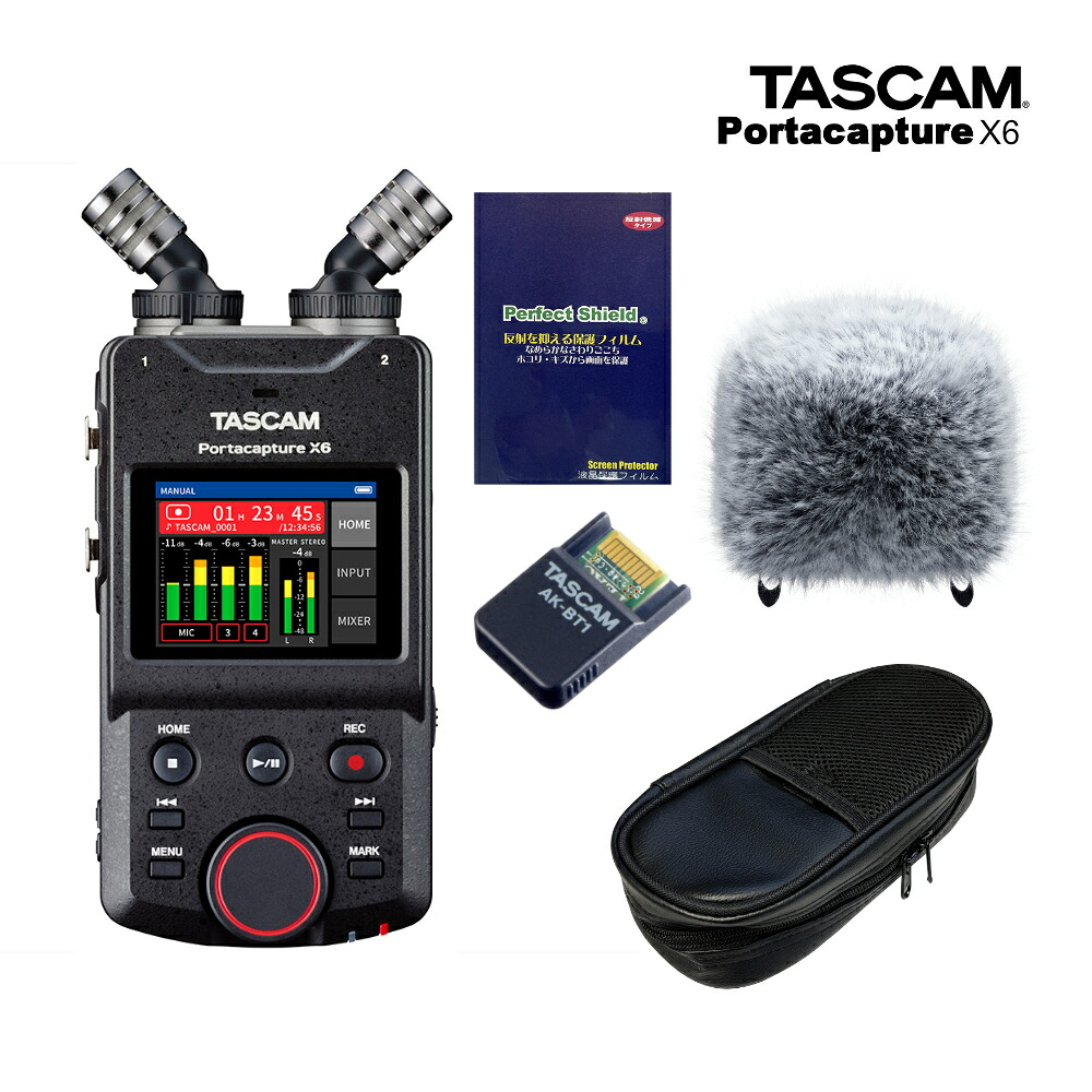TASCAM Portacapture X6 (ソフトケース+ウィンドスクリーン+Bluetoothアダプター AK-BT1+保護フィルムセット)の画像