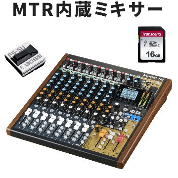 TASCAM MODEL12 オーディオインターフェイス/MTRモード付 ミキサー フットスイッチとSDカードのセットの画像