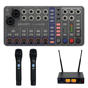 ZOOM ズーム LiveTrak L6 ミキサー型MTR ワイヤレスマイク2本付き 配信向きセットの画像
