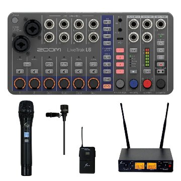 ZOOM ズーム LiveTrak L6 ミキサー型MTR ワイヤレスマイク1本 ピンマイク1個セットの画像