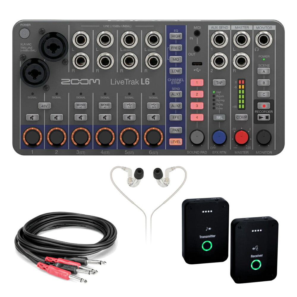 ZOOM ズーム LiveTrak L6 ミキサー型MTR ワイヤレスイヤモニターセットの画像