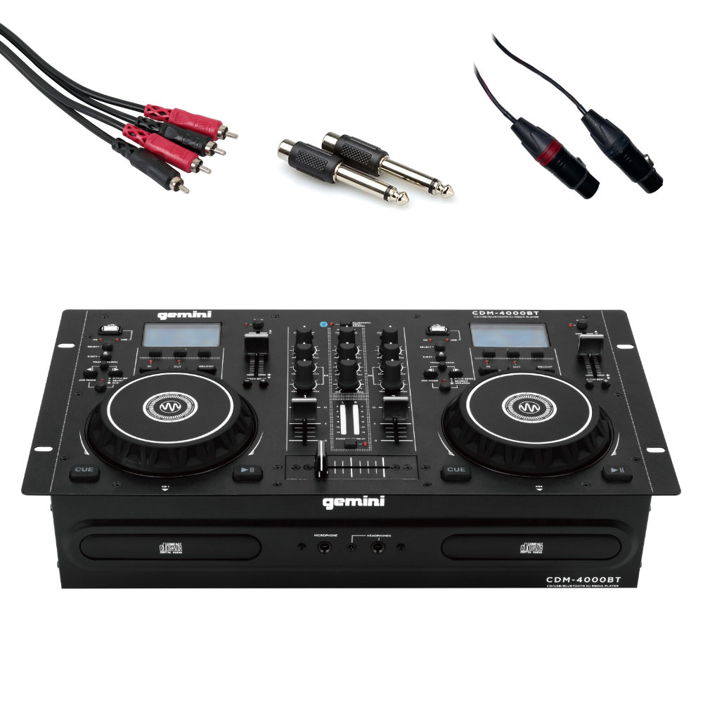 接続ケーブル付き■簡易PAセットに最適な CDプレイヤー CD2つ挿入可能 CDM-4000BT CDデッキの画像