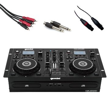 接続ケーブル付き■簡易PAセットに最適な CDプレイヤー CD2つ挿入可能 CDM-4000BT CDデッキの画像