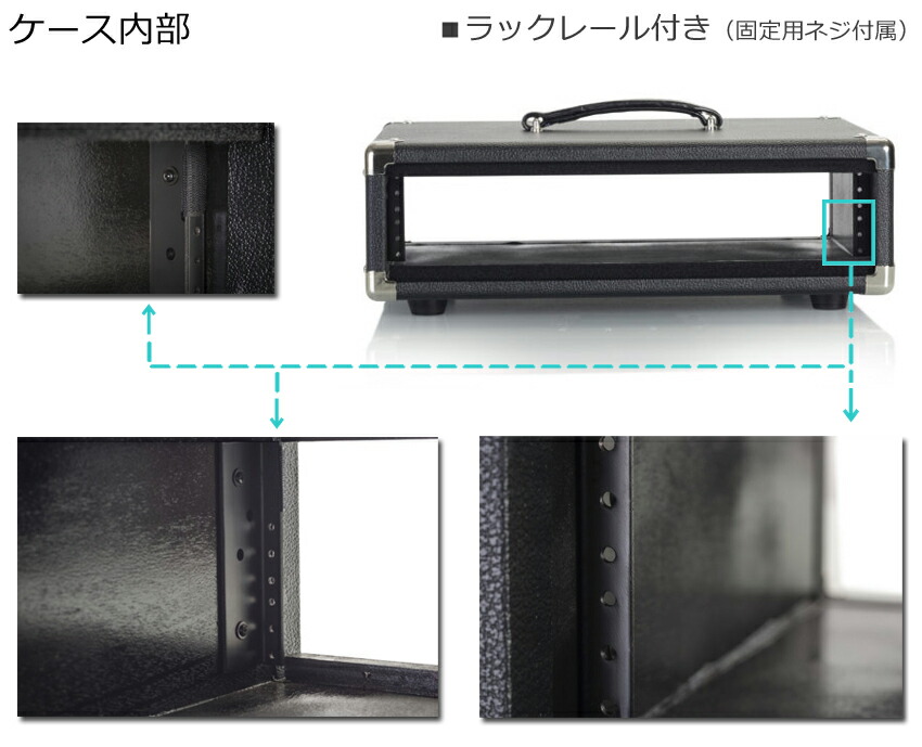 GATOR アンプ風ラックケース 2U/ビンテージ風・黒 GR-RETRORACK-2BKの画像
