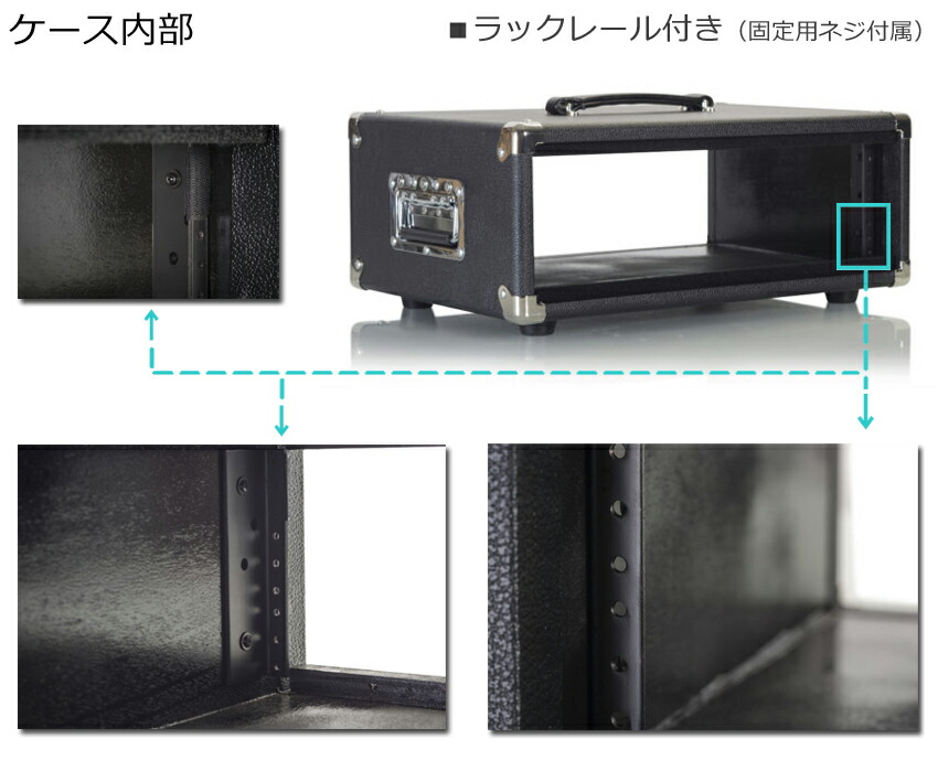 GATOR アンプ風ラックケース 3U/ビンテージ風・黒 GR-RETRORACK-3BKの画像