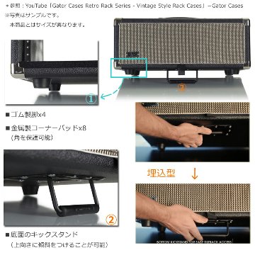GATOR アンプ風ラックケース 3U/ビンテージ風・黒 GR-RETRORACK-3BKの画像