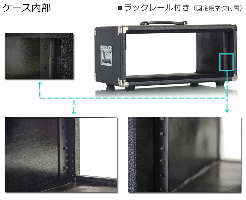 GATOR アンプ風ラックケース 4U/ビンテージ風・黒 GR-RETRORACK-4BKの画像