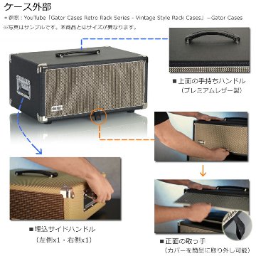 GATOR アンプ風ラックケース 4U/ビンテージ風・黒 GR-RETRORACK-4BKの画像