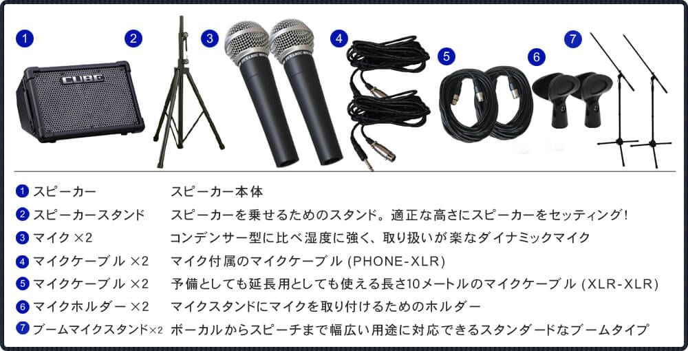 簡易PAセット 出力50W Roland Cube Street EX(スピーカースタンド/マイク２本付き)の画像