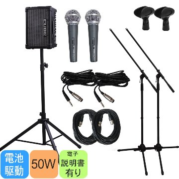 簡易PAセット 出力50W Roland Cube Street EX(スピーカースタンド/マイク２本付き)の画像
