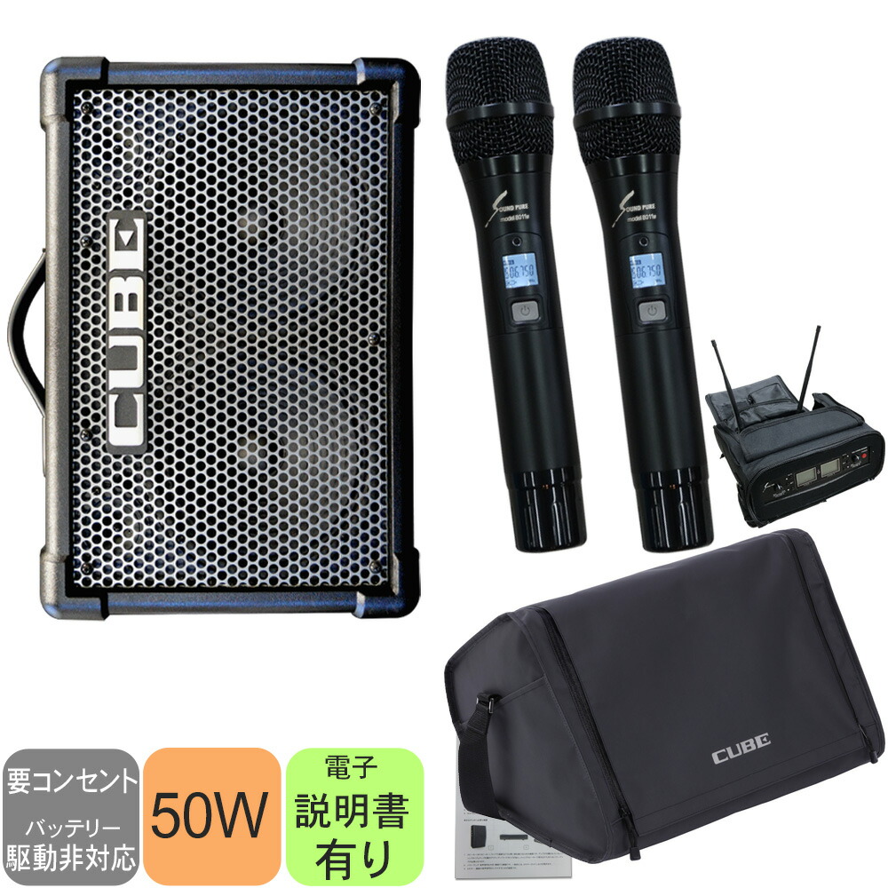 ケース付き　Roland 簡易PAセット 出力50W (SOUNDPURE ワイアレスマイク2本付きの画像