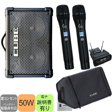 ケース付き　Roland 簡易PAセット 出力50W (SOUNDPURE ワイアレスマイク2本付きの画像