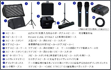 Roland CUBE STREET EX + 電池駆動対応 ワイヤレスマイク2本・スピーカー2本付の画像