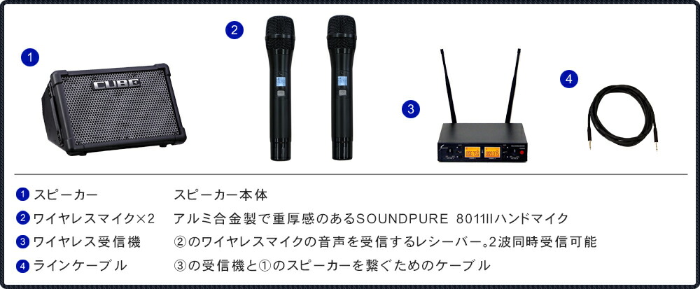 ワイヤレスマイク2本付き Roland CUBE STREET EX 簡易PAセットの画像