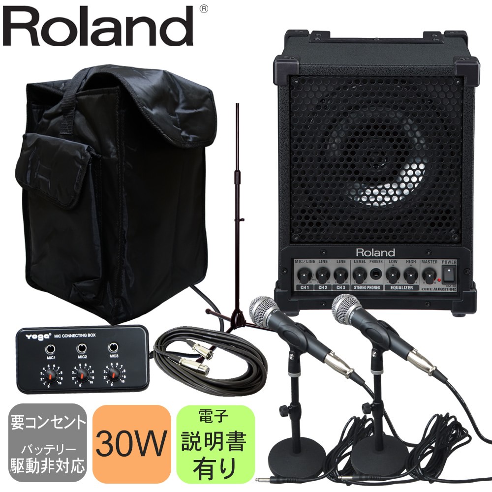ローランド　Roland　30Wアンプ内蔵スピーカー(有線マイク２本・ソフトケース付きセット)の画像