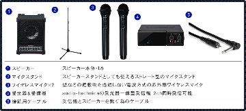 混信対策に 赤外線ワイヤレスマイク２本付き　簡易PAセット　Roland CM-30(出力30W)の画像