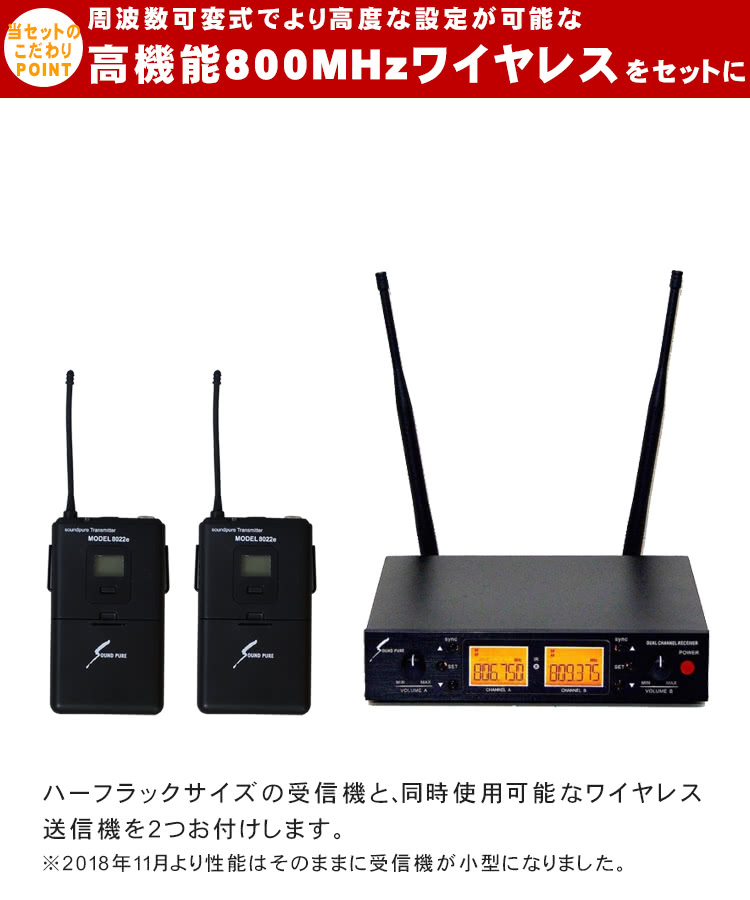ワイヤレスヘッドマイク2個付き スピーカーセット 会議 セミナー 授業 講義にの画像