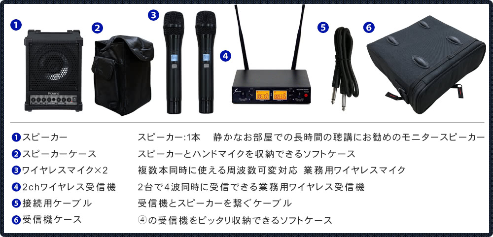ワイヤレスマイク2本付き スピーカーセット 耐久性に優れたワイヤレスマイク2本セット アルミ合金の画像