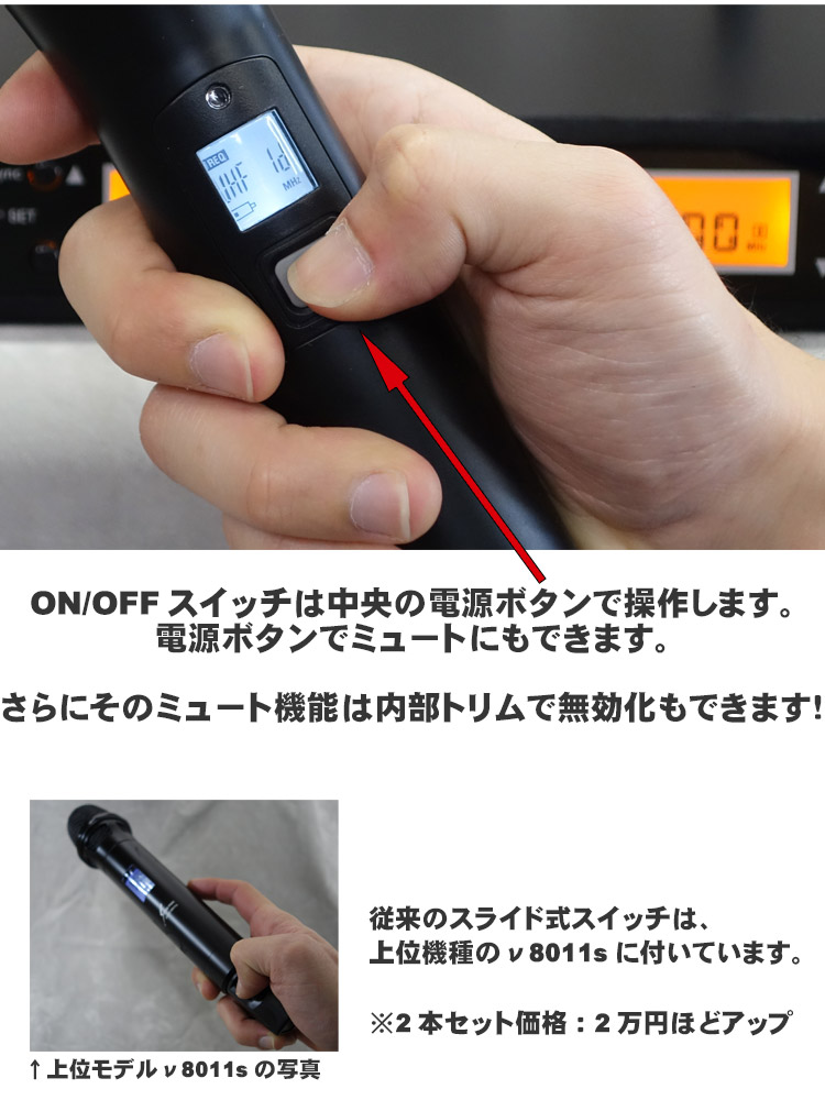 ワイヤレスマイク2本付き スピーカーセット 耐久性に優れたワイヤレスマイク2本セット アルミ合金の画像
