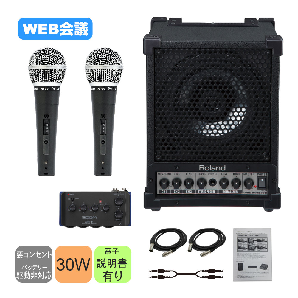 ハイブリッド会議対応 簡易PAセット マイク2本 オーディオインターフェイスセット WEB会議の画像