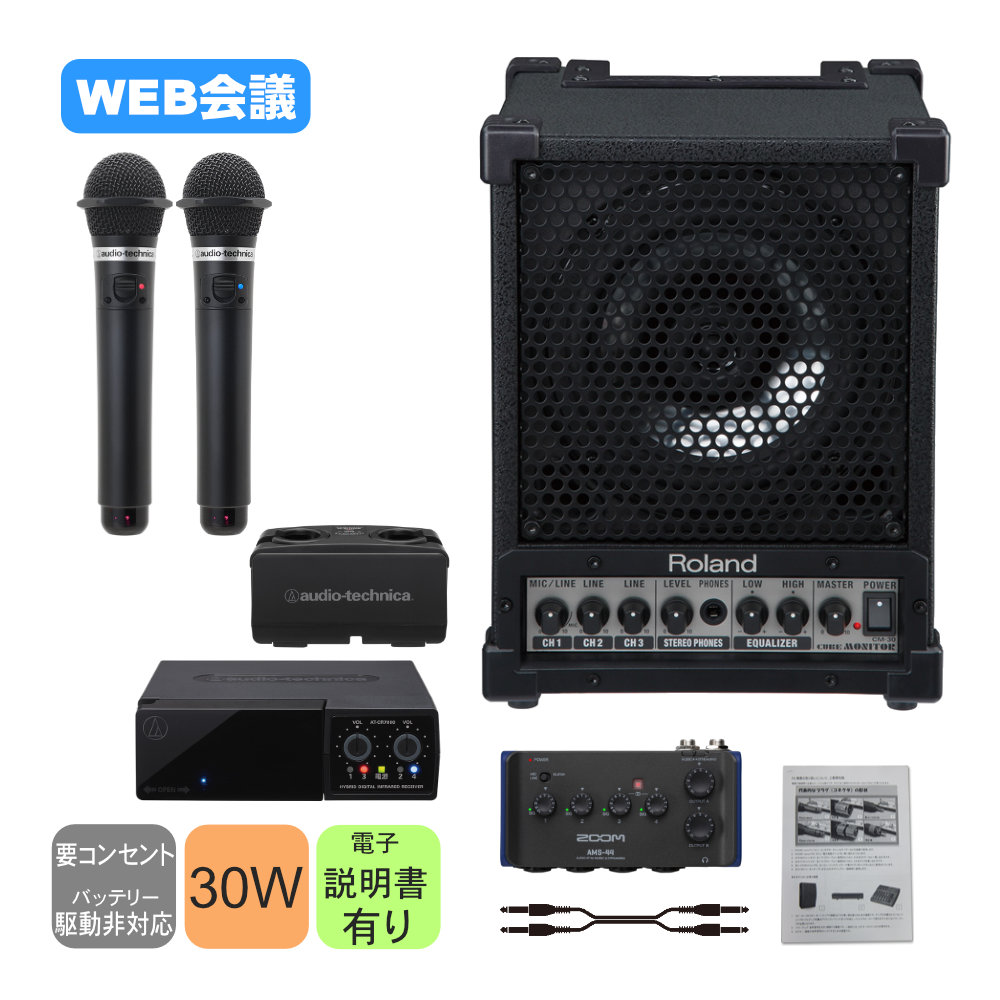 Roland 簡易PAセット 赤外線ワイヤレスマイク2本付 ハイブリッド会議向きセットの画像