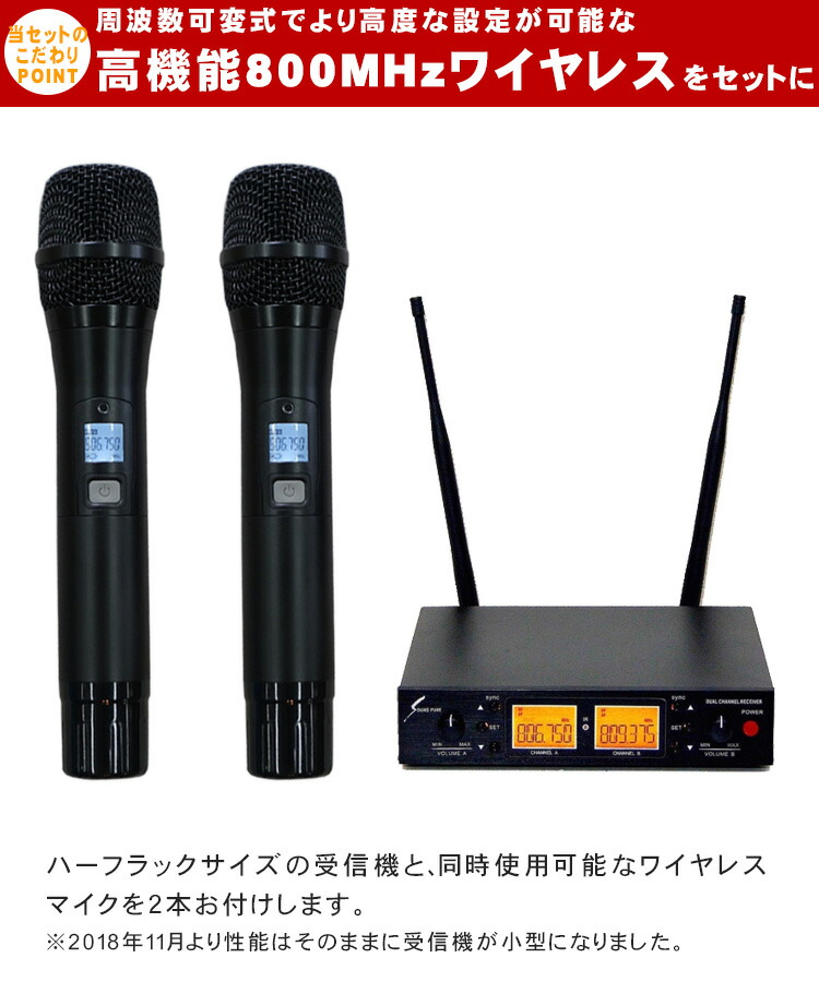ハイブリッド会議対応 簡易PAセット ワイヤレスマイク2本 ケース付き 持ち運び 出張 レンタルに セミナーの画像