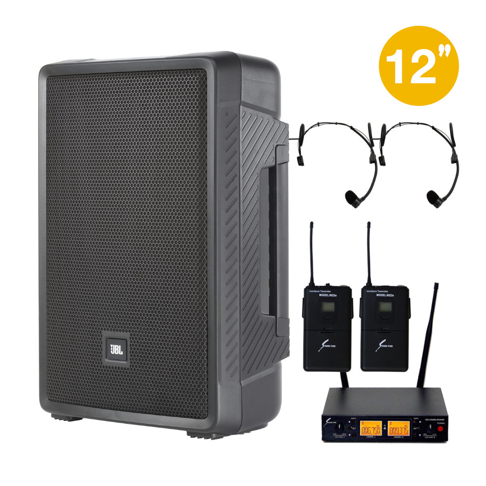 JBL IRX112BT-Y3 + ワイヤレスヘッドマイク2本セット アンプ出力1300Wの画像