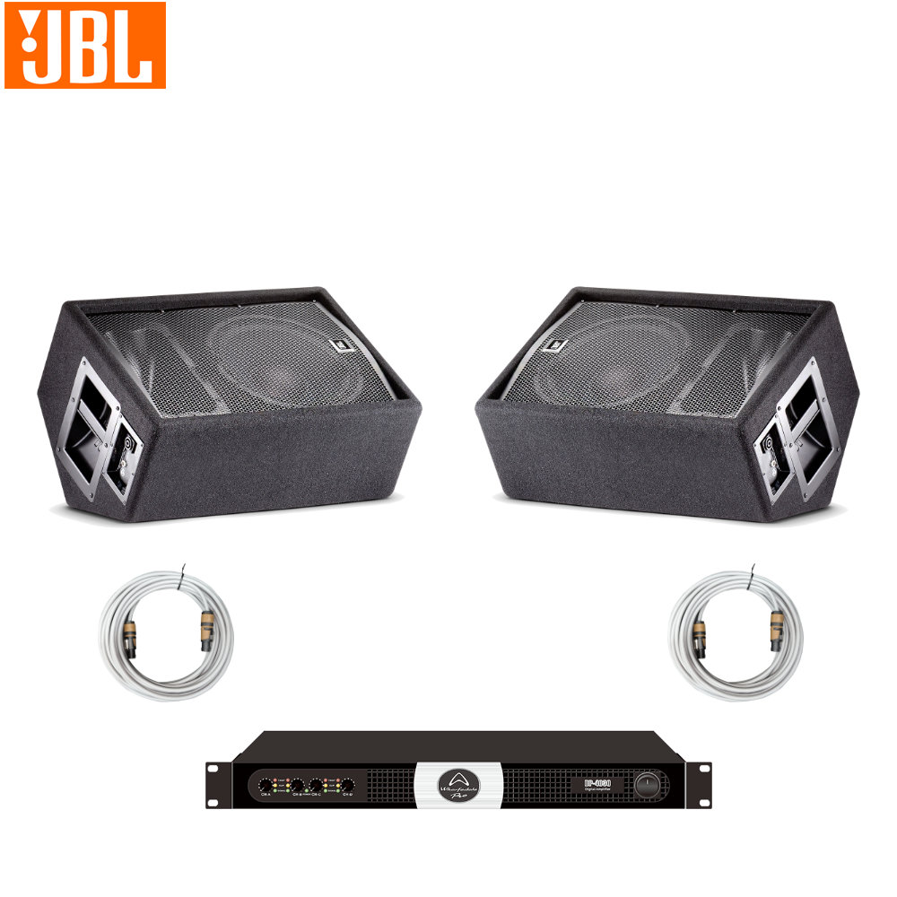 JBL フロアモニタースピーカー 2台 + パワーアンプセット ステージモニターセットの画像