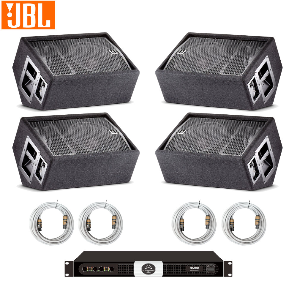 JBL フロアモニタースピーカー 4台 + パワーアンプセット ステージモニターセットの画像