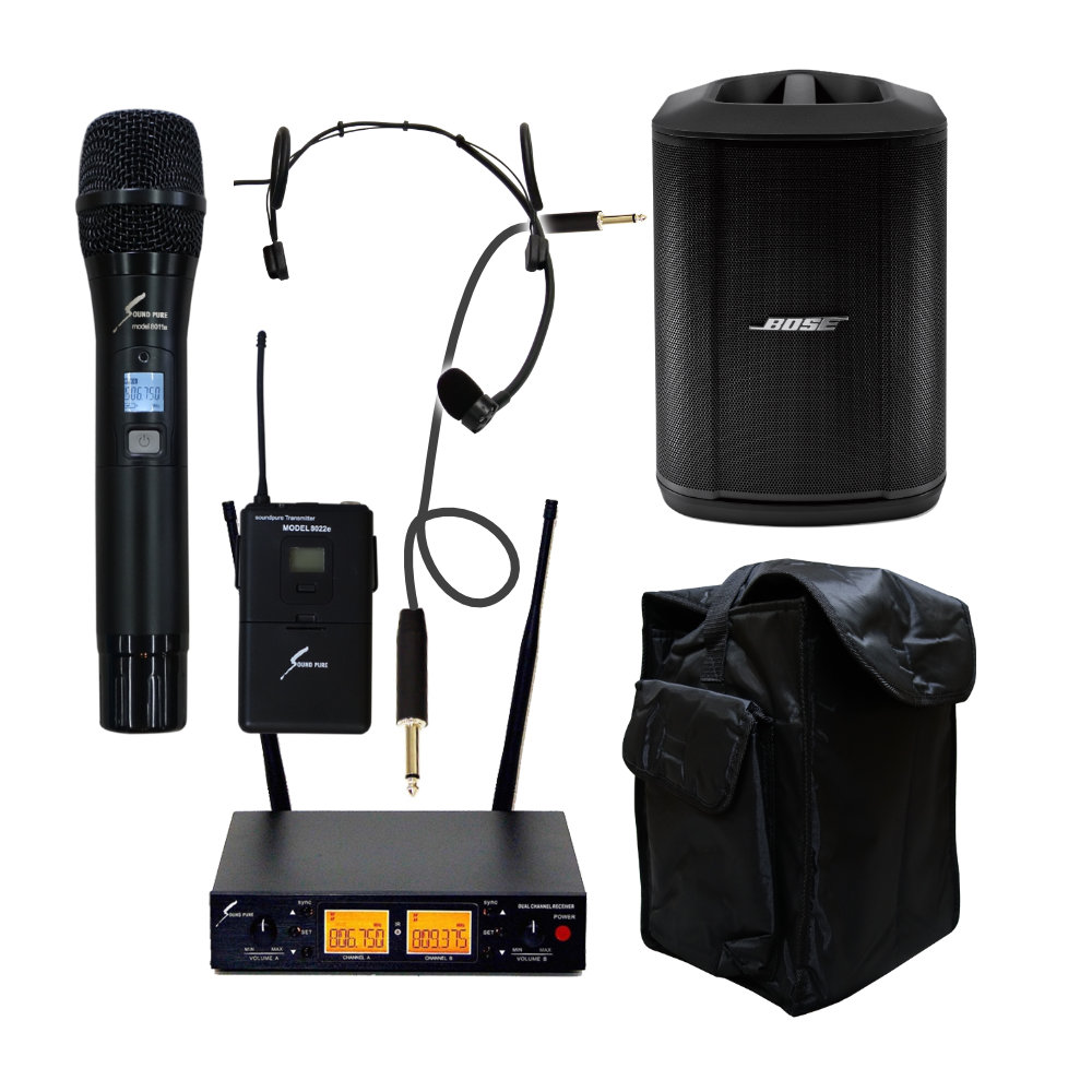 BOSE 簡易PAセット S1 Pro + (ケース/ヘッドマイク1個 ハンドマイク1個 ワイヤレスセット)の画像