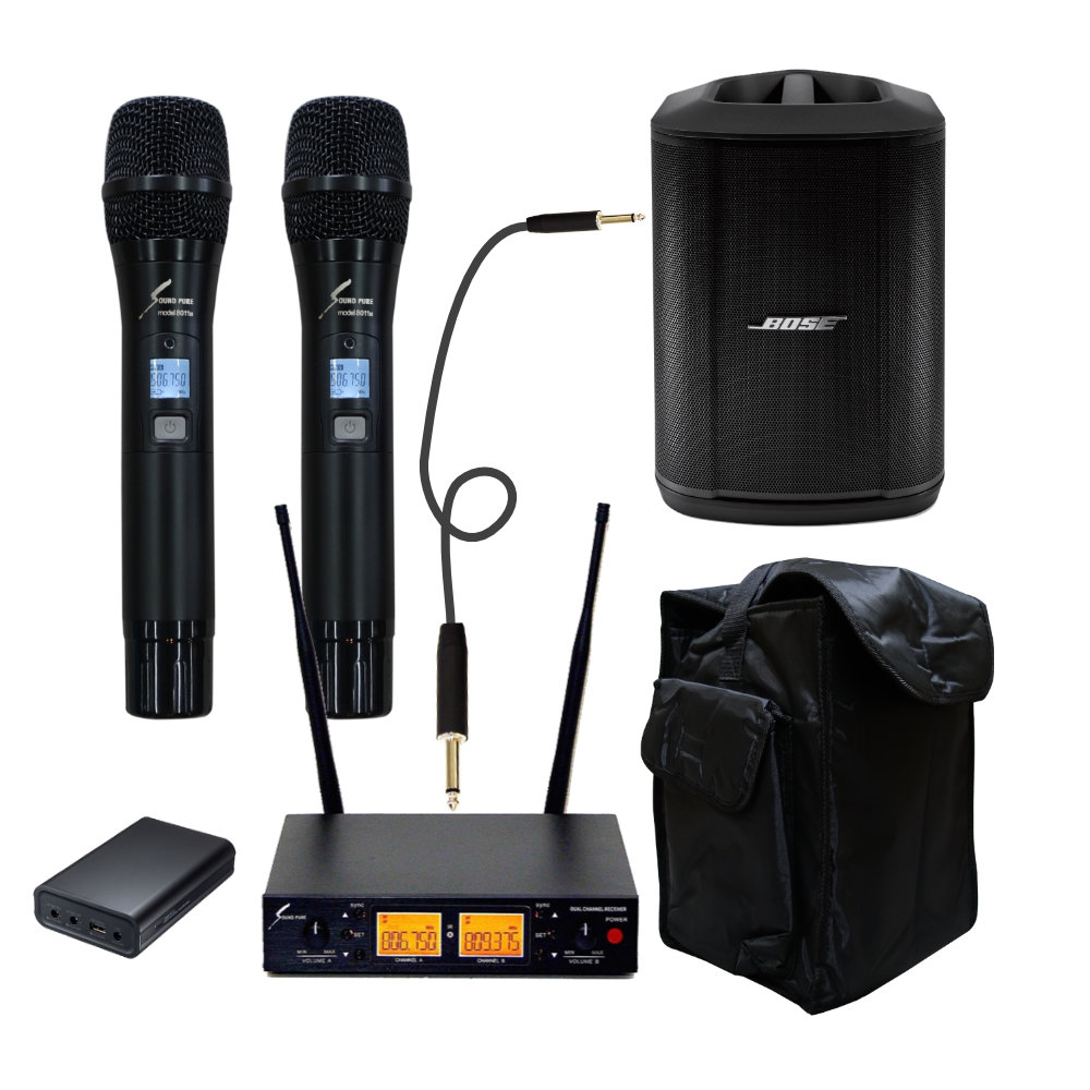 BOSE 簡易PAセット S1 Pro + (ケース/バッテリー駆動対応 ワイヤレスマイク2本セット)の画像