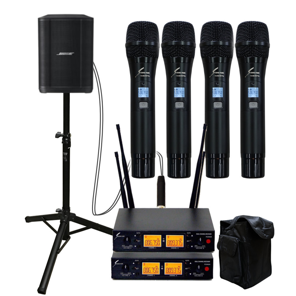 BOSE S1 Pro + (スピーカースタンド/ケース/ワイヤレスマイク4本セット)の画像