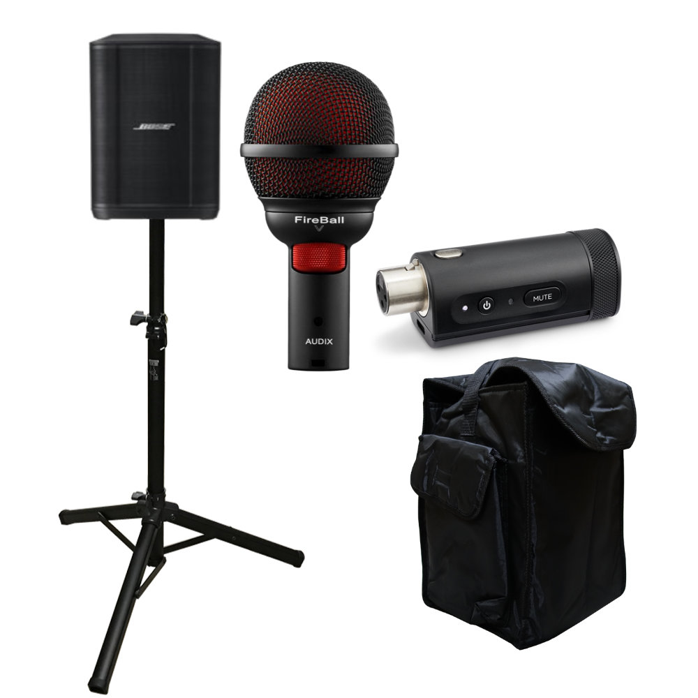 BOSE S1 Pro + (スピーカースタンド/ケース/ダンス用ヘッドマイク2個セット)の画像