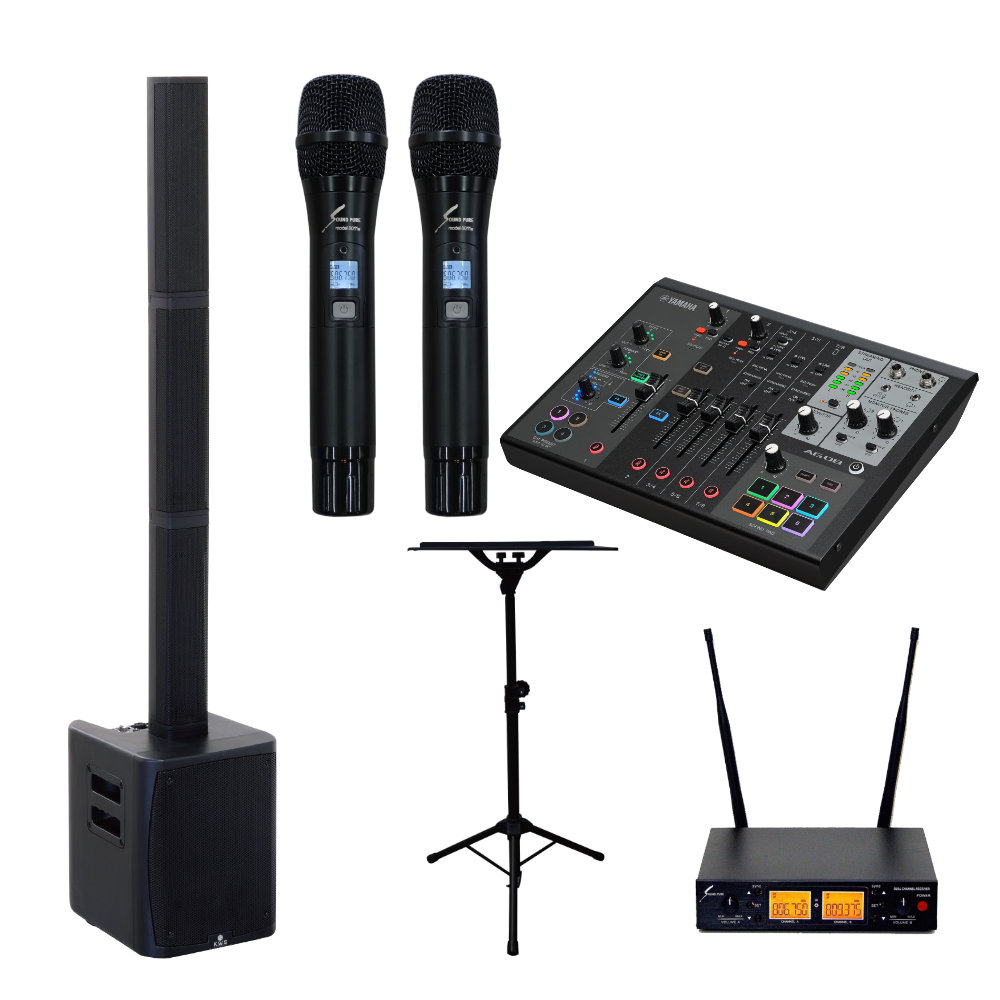 ワイヤレスマイク2本付き パブリックビューイング ハイブリッドイベントセット YAMAHA AG08 簡易PAシステムの画像