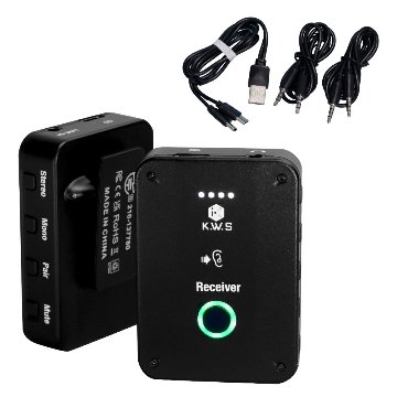 K.W.S. ワイヤレス イヤーモニターシステム KWS-EM1 送受信機 トランスミッター＆レシーバーセット イヤモニ 2.4GHz 見通し30m 最大4波使用可能 6時間連続稼働の画像